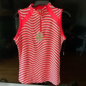 Orange and White Striped Sleeveless golf top